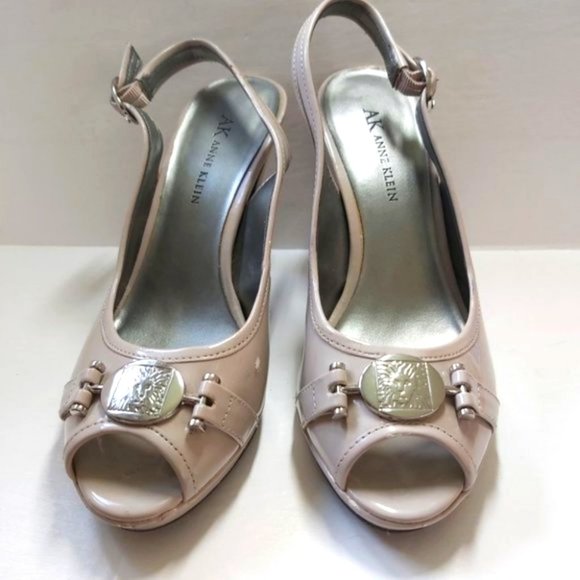 ANNE KLEIN | Women's Iflex Peep Toe Slingback Heels Beige Tan Size 7 - Picture 3 of 10